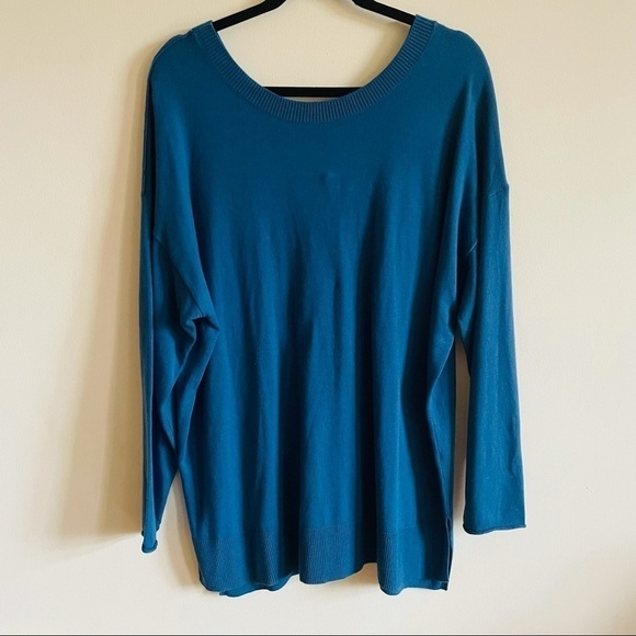 CASLON Teal Tie Back Tunic Style Sweater - Picture 2 of 10